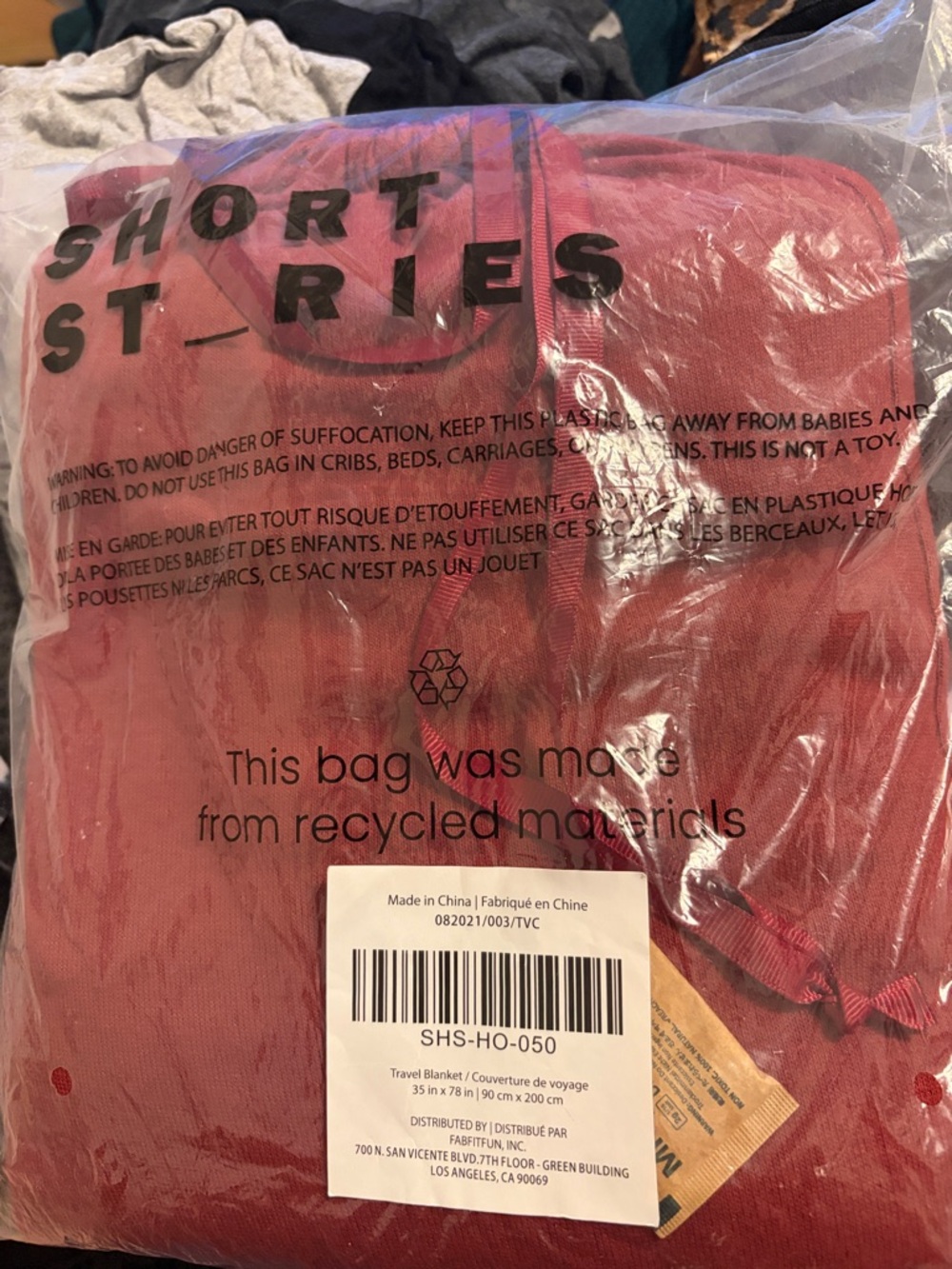 Red Travel Blanket - Lightweight Packable Throw